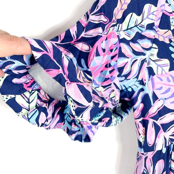 Lilly Pulitzer Manuela Maxi Dress Oyster Bay Navy Pink Spotted V-Neck Sz XS‎ - Picture 7 of 12